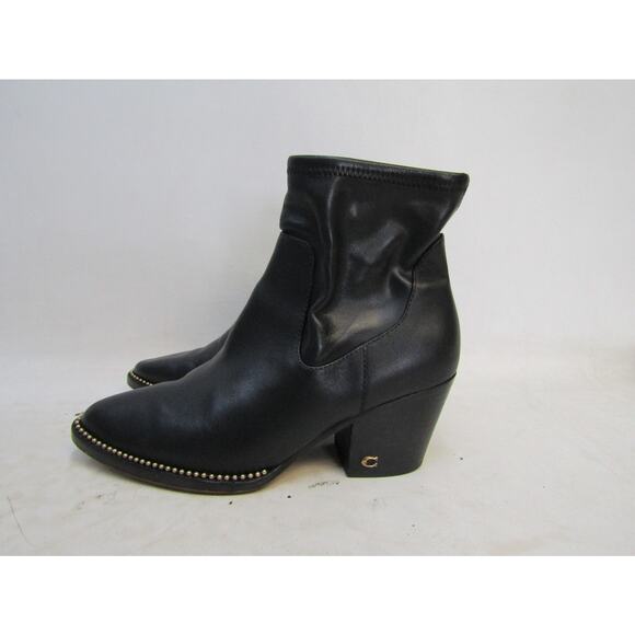 Coach Womens 6 B Black Leather Zip Fashion Ankle Boots Booties - Picture 1 of 11